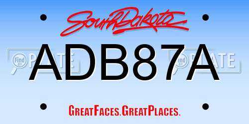 ADB87A South Dakota License Plate