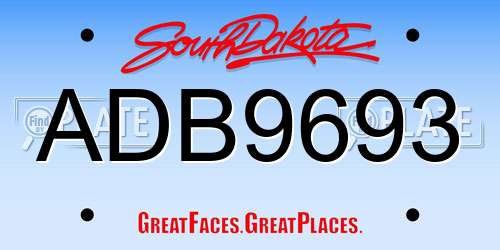 ADB9693 South Dakota License Plate