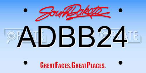 ADBB24 South Dakota License Plate
