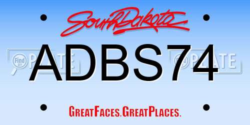 ADBS74 South Dakota License Plate
