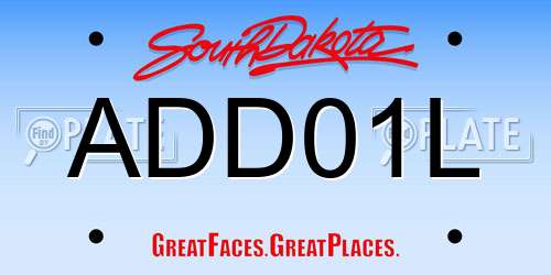 ADD01L South Dakota License Plate
