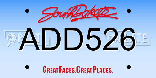 ADD526 South Dakota License Plate