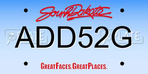 ADD52G South Dakota License Plate