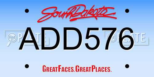 ADD576 South Dakota License Plate