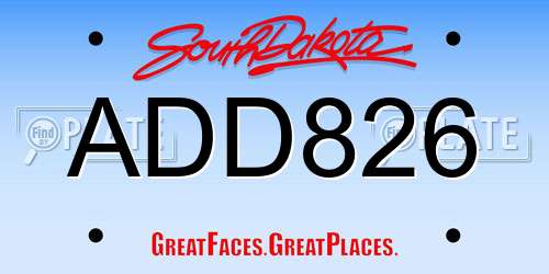 ADD826 South Dakota License Plate