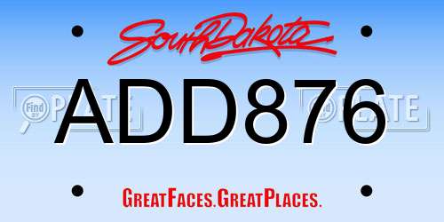 ADD876 South Dakota License Plate