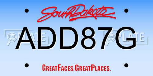 ADD87G South Dakota License Plate