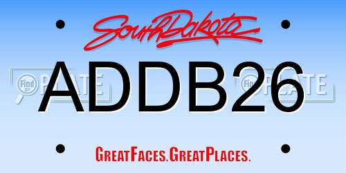 ADDB26 South Dakota License Plate