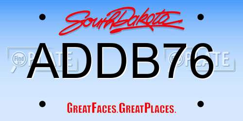 ADDB76 South Dakota License Plate