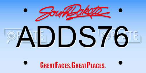 ADDS76 South Dakota License Plate