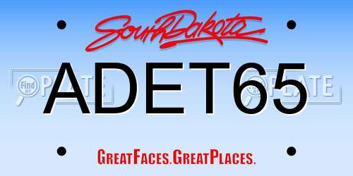 ADET65 South Dakota License Plate