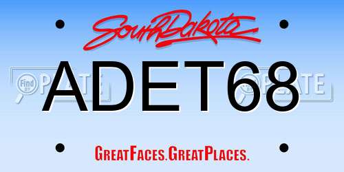 ADET68 South Dakota License Plate