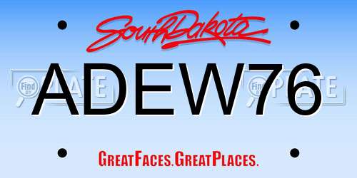 ADEW76 South Dakota License Plate