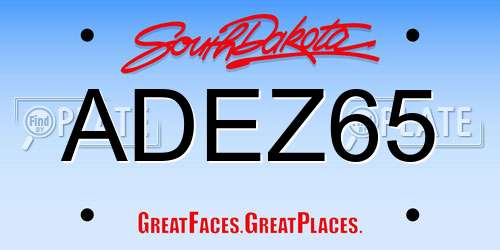 ADEZ65 South Dakota License Plate