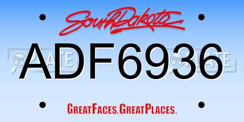 ADF6936 South Dakota License Plate