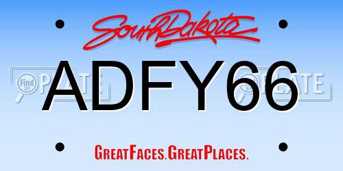 ADFY66 South Dakota License Plate