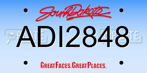 ADI2848 South Dakota License Plate
