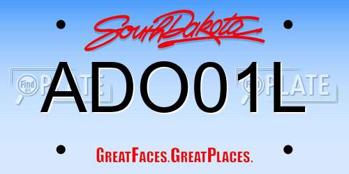 ADO01L South Dakota License Plate