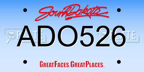 ADO526 South Dakota License Plate