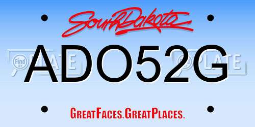 ADO52G South Dakota License Plate