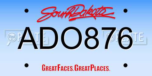 ADO876 South Dakota License Plate