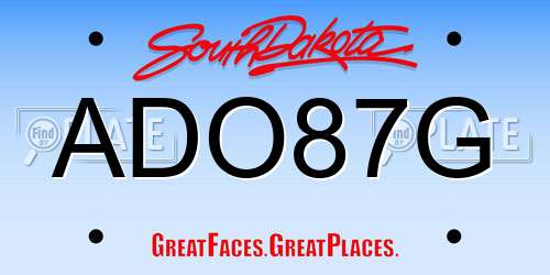 ADO87G South Dakota License Plate