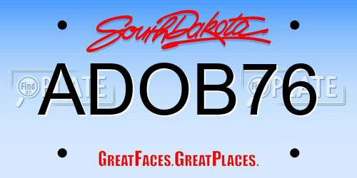 ADOB76 South Dakota License Plate