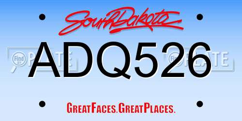 ADQ526 South Dakota License Plate