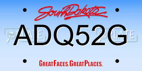 ADQ52G South Dakota License Plate