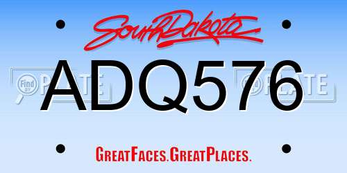 ADQ576 South Dakota License Plate