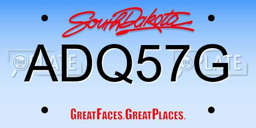 ADQ57G South Dakota License Plate