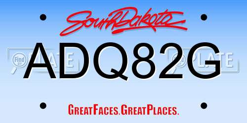 ADQ82G South Dakota License Plate