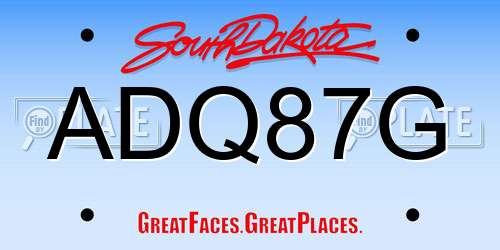 ADQ87G South Dakota License Plate