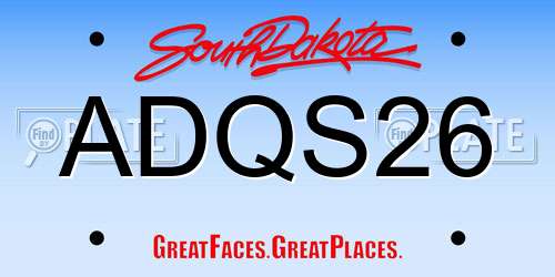 ADQS26 South Dakota License Plate