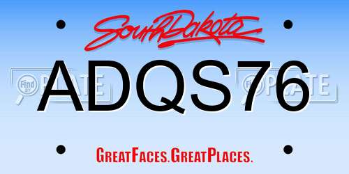ADQS76 South Dakota License Plate
