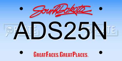 ADS25N South Dakota License Plate