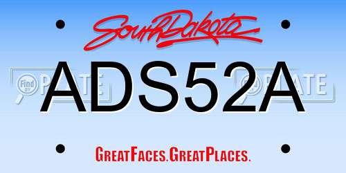 ADS52A South Dakota License Plate