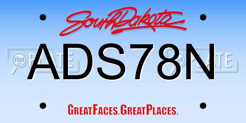 ADS78N South Dakota License Plate