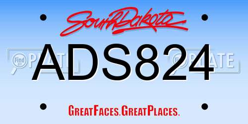 ADS824 South Dakota License Plate