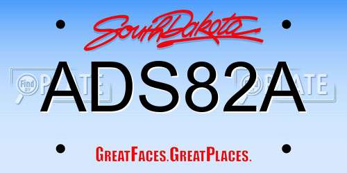 ADS82A South Dakota License Plate