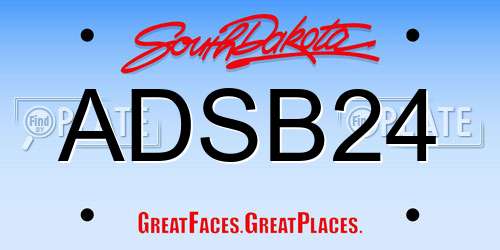 ADSB24 South Dakota License Plate