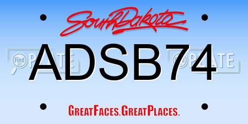ADSB74 South Dakota License Plate
