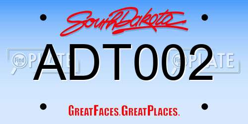 ADT002 South Dakota License Plate