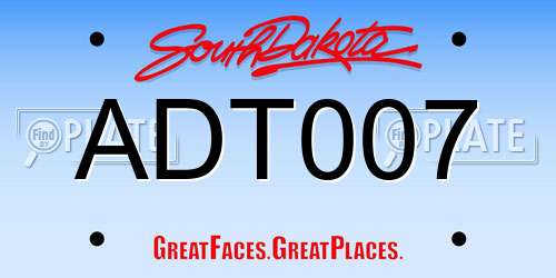 ADT007 South Dakota License Plate