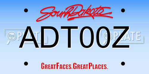 ADT00Z South Dakota License Plate