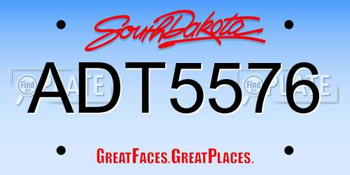 ADT5576 South Dakota License Plate