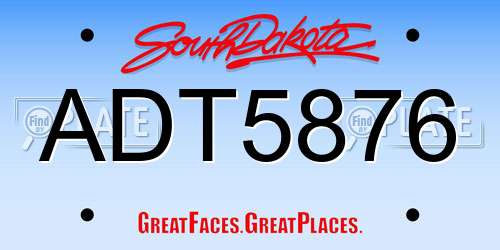 ADT5876 South Dakota License Plate