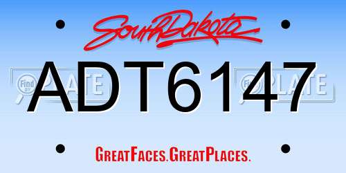 ADT6147 South Dakota License Plate