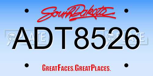 ADT8526 South Dakota License Plate