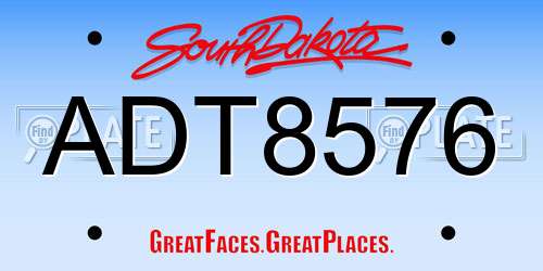 ADT8576 South Dakota License Plate